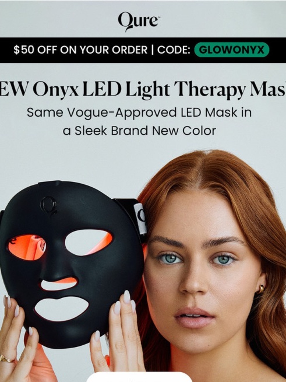 Qure Limited Edition Black LED Red Light Mask